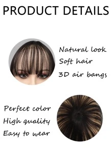 直黑8吋短合成氣瀏海,適合日常穿著,不會傷害頭髮,省時 - 黑色 - 查看 4