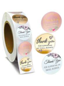 1 卷感谢您支持我的小企业花卉贴纸礼品包装密封标签剪贴簿文具贴纸，圣诞节 - 彩色 - 查看 4