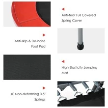 Goplus 50'' Trampoline for 2 People Foldable Rebouncer w/Adjustable Handrail - 紅色 - 查看 6