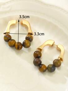 1 对复古西式简约圆珠耳环，独特设计时尚女士珠宝，适合日常佩戴和度假