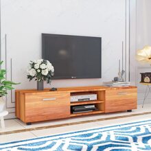 QQD TV Stand With UV High Glossy Front Modern Entertainment Center TV Stand For 65 70 Inch TV Television Stands With 2 Doors Media Cabinet For Living Room Bedroom