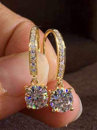 1 Pair Fashion Cubic Zirconia Drop Earrings For Women For Wedding Engagement Anniversary Party Jewelry Valentine's Day Gift,Mom,Mother,Mother's Day,Gift