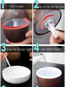 Ultrasonic Aroma Humidifier Wood Type Finish 7 Colors Of LED Lights - Chocolate Brown - View 5