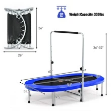 Goplus 50'' Trampoline for 2 People Foldable Rebouncer w/Adjustable Handrail - 藍色 - 查看 10