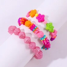 3 cái/bộ Đầy màu sắc Acrylic Kết cườm hoa Vòng tay Đối với Trẻ em - Nhiều màu - Xem 1