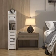 Floor-standing Bathroom/living Room Storage Rack & Side Cabinet - White - View 3