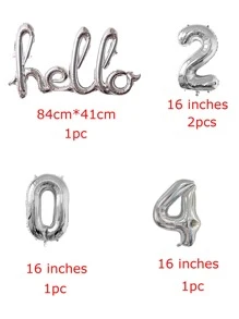 銀色「hello 2024」文字和數字鋁膜氣球,新年裝飾必備