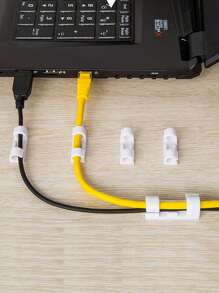 20pcs Self-Adhesive Cable Clips For Wall Cable Organizer System And Data Cords Fixed Clips For Network Cable Management - White - View 5