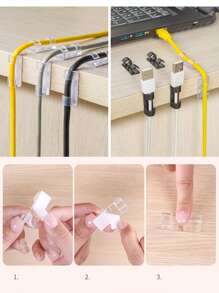20pcs Self-Adhesive Cable Clips For Wall Cable Organizer System And Data Cords Fixed Clips For Network Cable Management - White - View 9