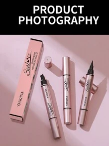 QIC 二合一双头眼线笔 - 星心印章三角印章液体眼线笔，易于涂抹，打造专业效果眼线妆 - 黑色 - 查看 8