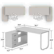 55.1" Large L-Shaped Office Desk with 41.3" File Cabinet, Corner Computer Desk with 3 Drawers & 2 Shelves, Workstation Executive Desk with Storage Shelf for Home Office