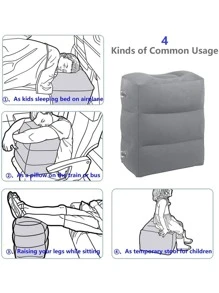1个充气脚枕，按压充气，超轻可折叠，适用于飞机、火车、汽车、商务旅行、小憩，可调节气垫脚枕，男女通用，旅行必备，旅行配件，暑假旅行，返校用品 - 深灰色 - 查看 6