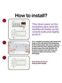 1入組白色智能牙刷消毒器，免打孔牙刷架，自動擠牙膏裝置，縫紉浴室套裝 - 黑色 - 查看 10