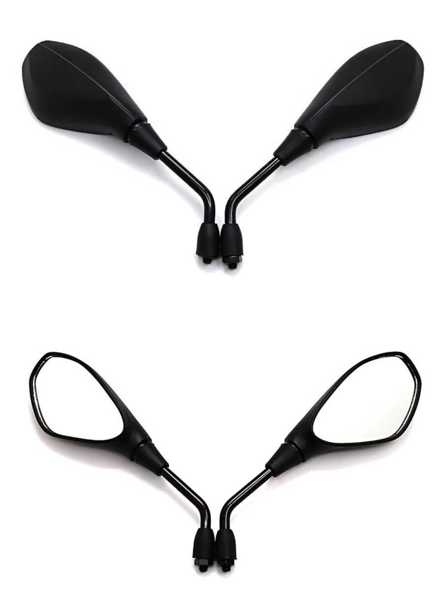 1pair 10mm Right Thread Motorcycle Rearview Mirrors - Black - View 1