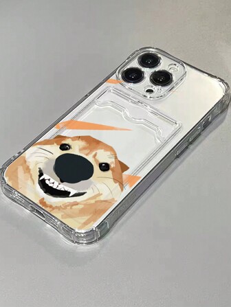 XAF Tpu Gradual Pink Heart Decor Card Holder Protective Phone Case With Anti-Falling Four Corners