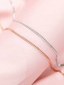 1pc 2MM Link Chain Necklace,Solid 925 Sterling Silver Necklace Chain,Dainty Curb Chain,DIY Simple Chain - Silver - View 3