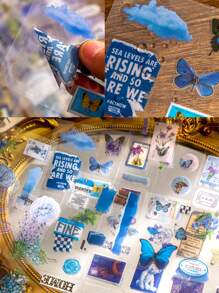 100張/組復古花卉風格貼紙套裝,可愛花卉植物蘑菇蝴蝶pet透明自黏剪貼簿貼紙,適用於手帳、筆記本電腦、手機殼、禮品標籤、相冊等 - 彩色 - 查看 7