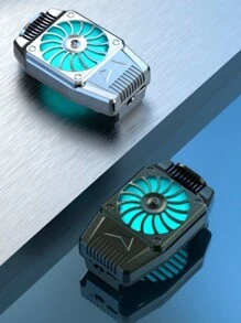 萬能迷你手機散熱風扇散熱器渦輪颶風遊戲冷卻器背夾手機散熱片，兼容蘋果/三星/Xiaomi手機 - 銀色 - 查看 6