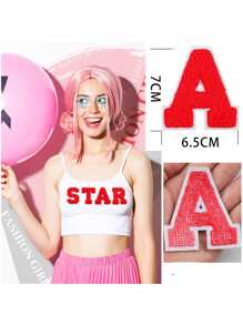 26入組字母刺繡熱轉印貼片,可縫製刺繡補釘補丁,diy手工藝品,可用於衣服、夾克、牛仔褲、裙子、背包、帽子等裝飾禮品 - 紅色 - 查看 2