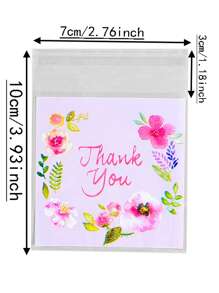 100 个烘焙包装小饼干袋，5 种颜色自粘半透明花袋，适用于糖果包装和珠宝包装学校用品食品袋食品盒适用于糖果巧克力饼干等。 - 彩色 - 查看 3