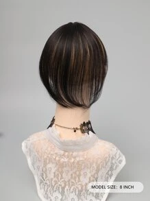 直黑8吋短合成氣瀏海,適合日常穿著,不會傷害頭髮,省時 - 黑色 - 查看 2