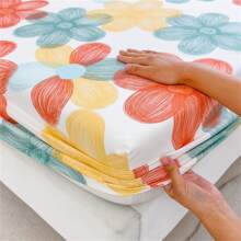 1pc Printed Fitted Sheet Thick Brushed Anti-Slip Bed Cover With Elastic Band (Without Pillowcase) - flowers - View 5