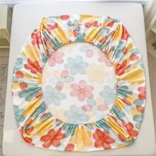 1pc Printed Fitted Sheet Thick Brushed Anti-Slip Bed Cover With Elastic Band (Without Pillowcase) - flowers - View 2