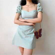 Vestido Menta escote recto - Azul menta - Ver 3