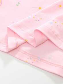 Young Girls' Unicorn Embroidery Long Sleeve Casual Dress For Outings