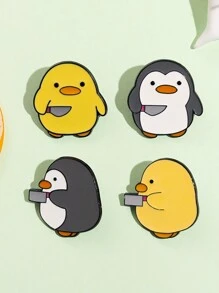 4 件裝可愛殺手琺瑯別針小雞小企鵝匕首刀胸針翻領徽章卡通趣味動物珠寶禮物送給孩子朋友 - 彩色 - 查看 8