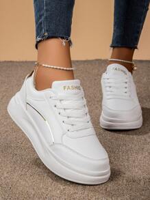 四季流行款白色鞋子,pu皮革鞋面透氣防水平底鞋,時尚休閒運動鞋,增高旅行鞋