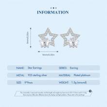 1雙925純銀方晶鋯石星形耳環,合適的適合女士作為生日,週年禮物在2023