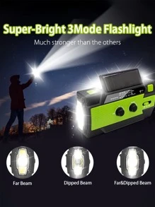 1 Portable Multi-Function Emergency Radio Flashlight Three Modes Multiple Power Sources Live Radio SOS Emergency Alarm FM Radio Radio Radio Outdoor Indoor Lighting Power Indicator FM/AM/NOAA Radi - Green - View 4