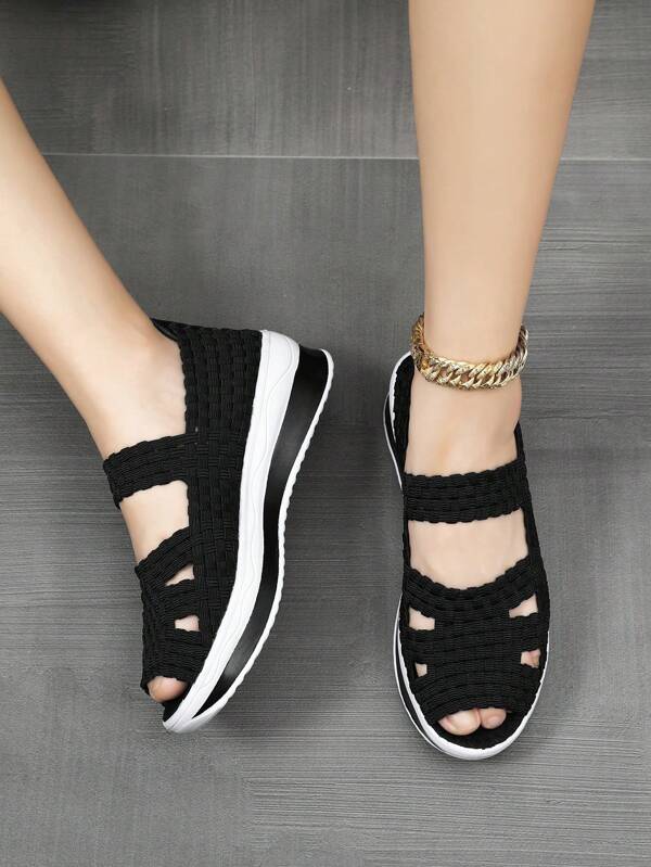Zapatos deportivos casuales y sandalias de mujer hechas a mano de punto