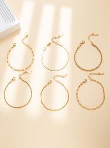 6 chiếc vòng tay chuỗi xương cá/rắn/ngọc trai mạ vàng 14K thời trang mới, chống nước, không đổi màu, phù hợp cho trang phục hàng ngày/dự tiệc của phụ nữ, trang phục đi biển, quà tặng - Vàng - Xem 8