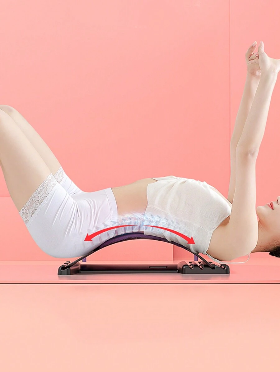 Back Stretcher Board For Lower Back Pain Relief, 3-level Adjustable Lumbar Support Device, Back Cracking Massager For Scoliosis, Spine Decompression, Upper & Lower Back Support Equipment - Pink - View 1