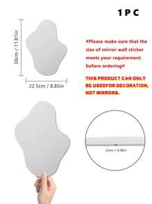 1 miếng dán tường gương hình dạng bất đối xứng, miếng dán tường bằng chất liệu Acrylic dày 2mm, thích hợp cho phòng ngủ, phòng khách, phòng tắm, nhà bếp - Bạc - Xem 3