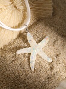 1 Colar De Várias Camadas Com Pingente De Resina De Estrela Do Mar E Concha Arco-íris Boêmio, Adequado Para Uso Diário Em Mulheres E Meninas