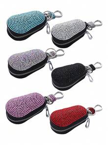 男女通用鑲鑽奢華收納袋，時尚優雅汽車鑰匙包