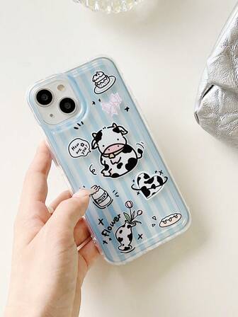 1pc Transparent Cow Themed Soft Phone Case Compatible With Iphone