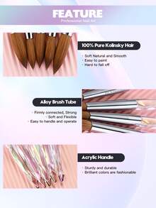 קולינסקי אקריליק מברשות ציפורניים מקצועיות אליפסה עגולה מברשת לק ג'ל מברשת לק ליישום אקריליק כלי מניקור עם ידית קריסטל לסלון ביתי עשה זאת בעצמך - ריבוי צבעים - ראה 3