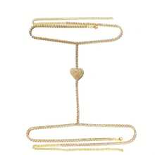 1入時尚性感心形水晶鑽石身鏈,適合女性日常穿著 - 金色 - 查看 8