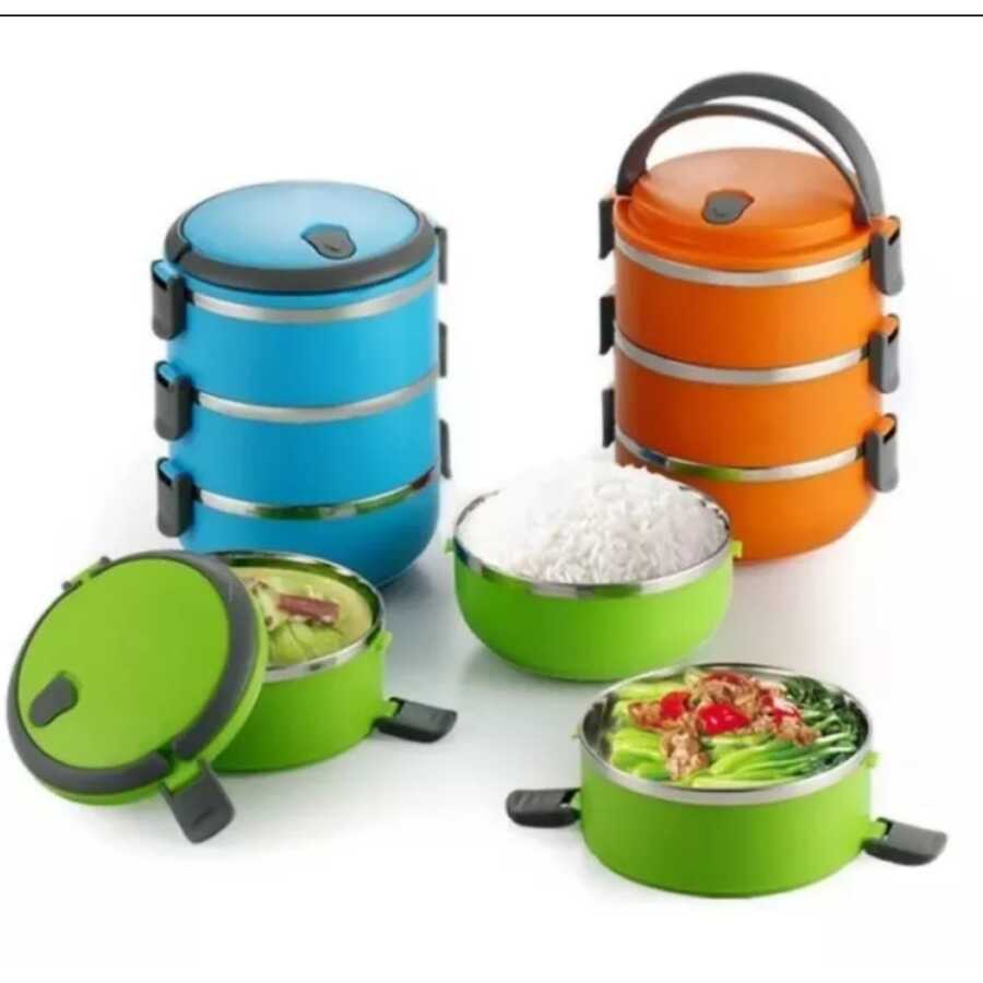 Tupper triple termico desmontable de acero inoxidable - Naranja - Ver 1