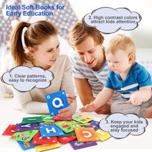 Infant Soft Cloth Book With 26 Alphabet Cards, Colorful & Learning Toy Suitable For Children As Christmas GiftSchool, Student,Stationery,School Supplies,Children Learning Toys,Body Parts Learning,Learning Toys For Kids