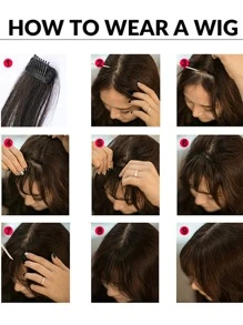 直黑8吋短合成氣瀏海,適合日常穿著,不會傷害頭髮,省時 - 黑色 - 查看 8