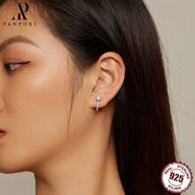 1 對簡約 925 純銀和方晶鋯石耳環,適合女士日常佩戴,2023 年新品,生日禮物,訂婚,婚禮,週年紀念,高級珠寶