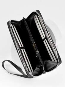 Minimalist Solid Color Basic Fashion Business Casual Multifunctional Wallet, Phone Wallet, Card Holder, Unisex Wallet, Long Wallet, Wrist Wallet - Black - View 5