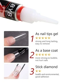 5 قطع ملصقات أظافر شفافة، غراء أظافر، جل تعزيز امتداد الأظافر، أدوات فن الأظافر سريعة الجفاف - شفاف - مشاهدة 4
