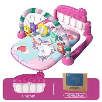 Regalo Para Niñas, Alfombra De Juego De Actividad De Unicornio Para Dormir Y Hacer Ejercicio Con Piano, Pedal, Estante Y Juguete Educativo Musical, Para Gimnasio Y Juego De Bebés