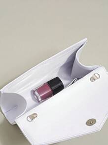 Women's Hard Case Clutch Bag, Shiny Envelope Style Handbag With Detachable Chain Strap, Suitable For Weddings And Parties - White - View 4